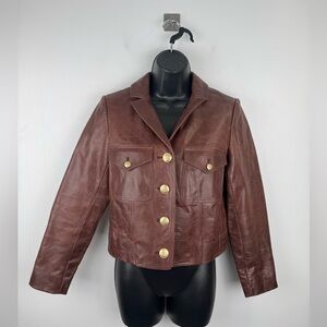 J. Crew Collection Brown Leather Lady Jacket